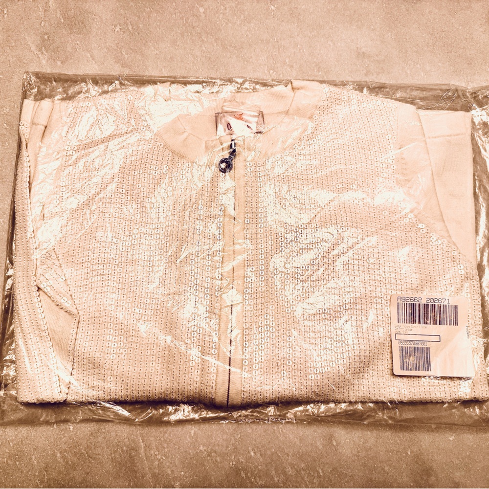 🐤QUACKER FACTORY🐤 FULL JEWEL ZIP SEQUIN “GLAMOUR & SHINE” CARDIGAN SWEATER